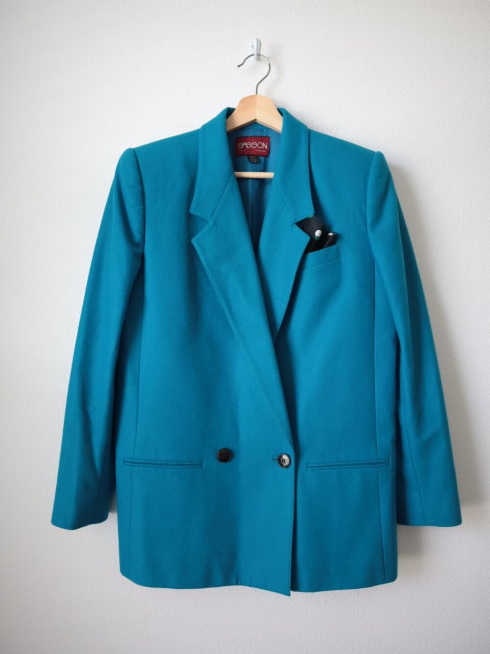 Vintage 80s Sasson Double Breasted Wool Blend Blazer | 6/7